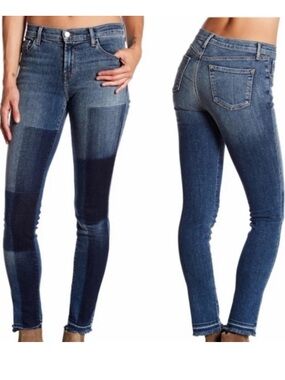 J Brand medium white patchwork mid rise skinny reunion jeans size 24 B100